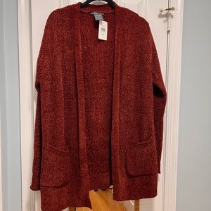 Matty M Women's Brick Red Cardigan Sweater
